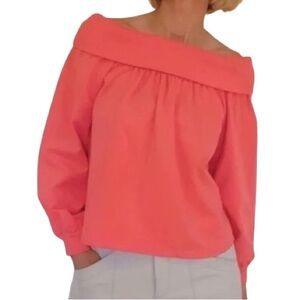 💎 Anthropologie Off-Shoulder Pink Long Sleeve Top Size L